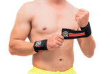 Muñequeras Wrist Wraps con Sujetador de Pulgar para Gym y Crossfit Negro- Rojo