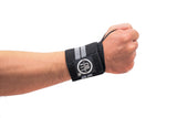 Muñequeras Wrist Wraps con Sujetador de Pulgar para Gym y Crossfit Negro- Gris